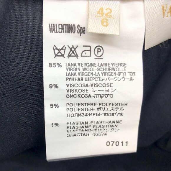 Valentino Roma Women's Size 42/6 Black Wool Blend Peplum Swing Skirt Metallic - Picture 7 of 10